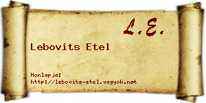 Lebovits Etel névjegykártya